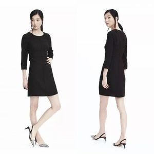 Banana Republic Black Sheath Dress with Laser Cut Details 3/4 Sleeve Size 10